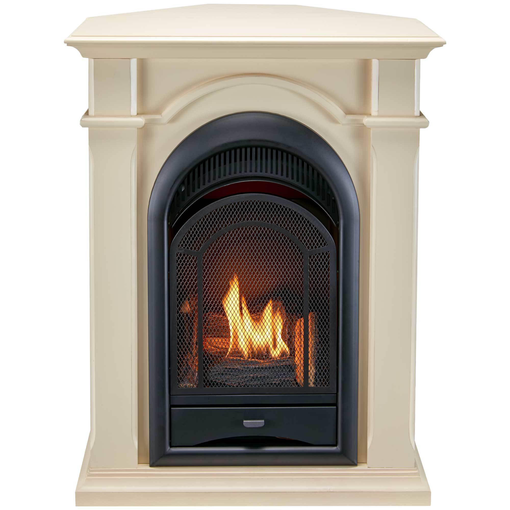 Bluegrass Living, Ventless Gas Fireplace System With Corner Combo, Heat Output 10000 Btu/hour, Heating Capability 1500 ft², Model# FS100T-1-AW